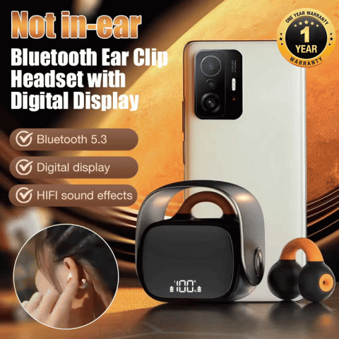 Bluetooth Ear Clip Headset with Digital Display