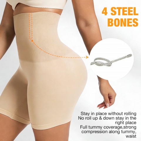 High-waisted stretch hip-lifting and tummy-slimming pants