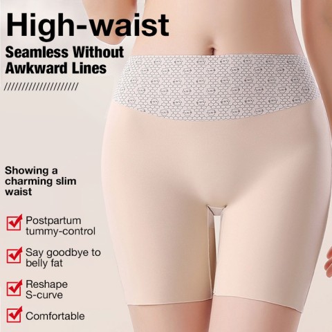 High-waisted womens silk satin underwear with tummy control and hip-lifting effect