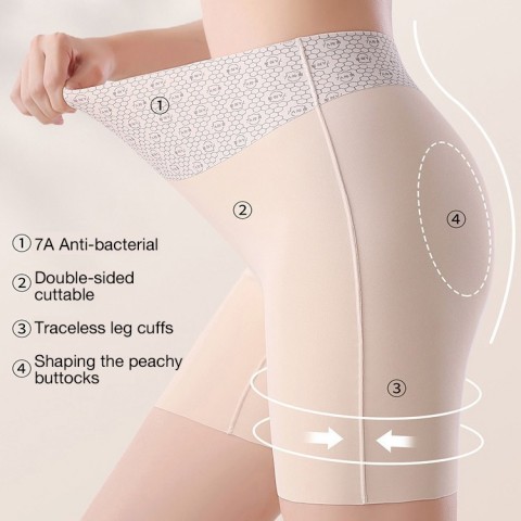 High-waisted womens silk satin underwear with tummy control and hip-lifting effect