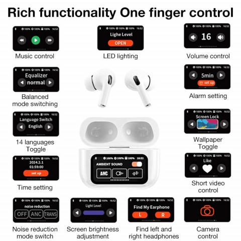 ENC touchscreen wireless headphones