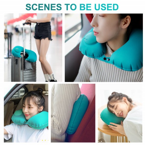 Press-type inflatable portable neck support