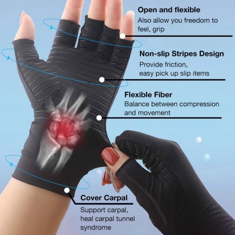 Copper fiber pressure gloves