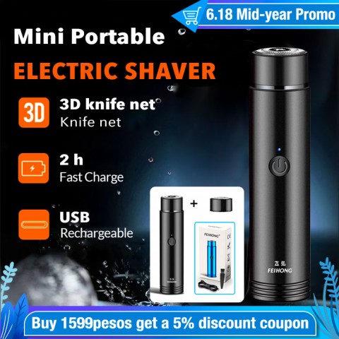 Mini Portable Electric Shaver-Shaver body and two shaver heads