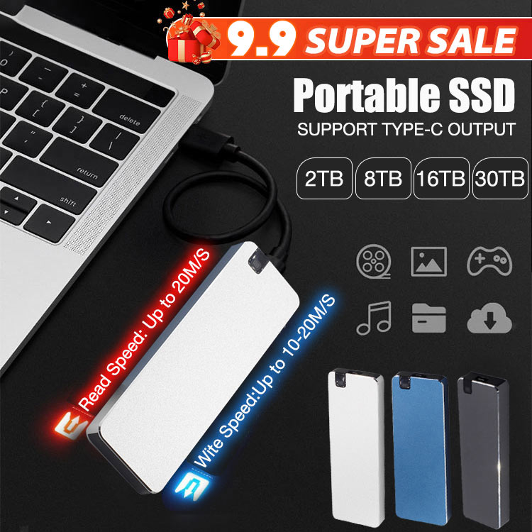 99 Super Sale-One-year warranty-New Upgraded Portable SSD - Plug and Play,Up to 30TB,Lighting speed	