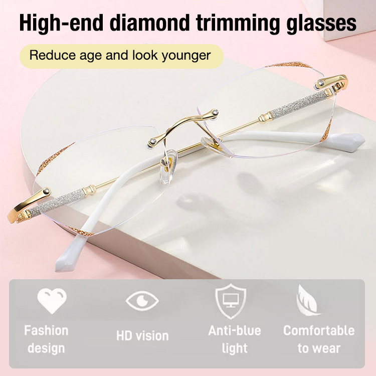 2025 New Year promo buy now to save 79pesos and get a free eyeglasses case - Imported from Germany-Diamond Frameless Reading Glasses - suitable for all face shapes