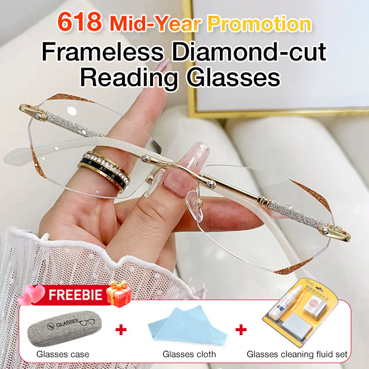 2025 New Year promo buy now to save 79pesos and get a free eyeglasses case - Imported from Germany-Diamond Frameless Reading Glasses - suitable for all face shapes