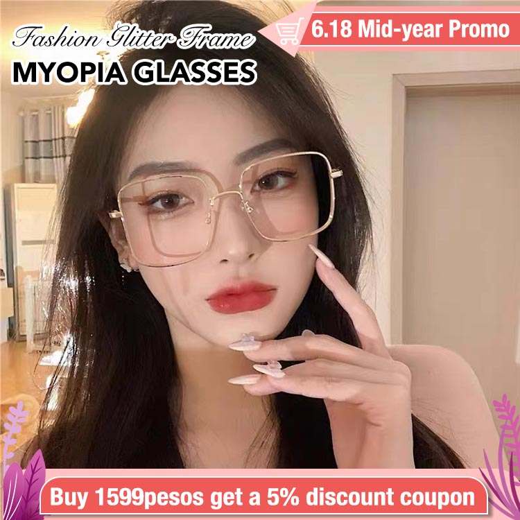 Korean star style-fashion glitter frame myopia glasses-One year warranty