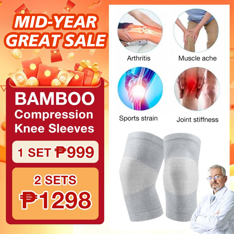Mid-Year Great Sale-Second set for ₱299-Bamboo Compression Knee Sleeve-Recovers damage and promotes blood circulation-Say Goodbye to Knee Pain for Good!