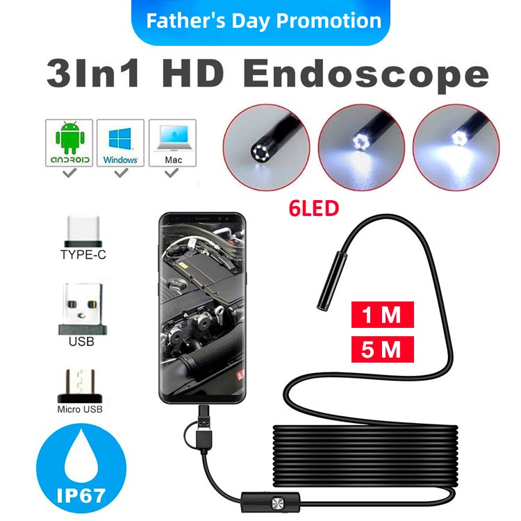 One year warranty-German import 3in1 Endoscope hd camera-Into the tiniest, darkest and most secluded places and Anywhere you need